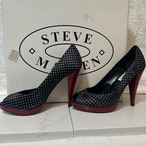 Steve Madden Black and Red Polka Dot Heels
